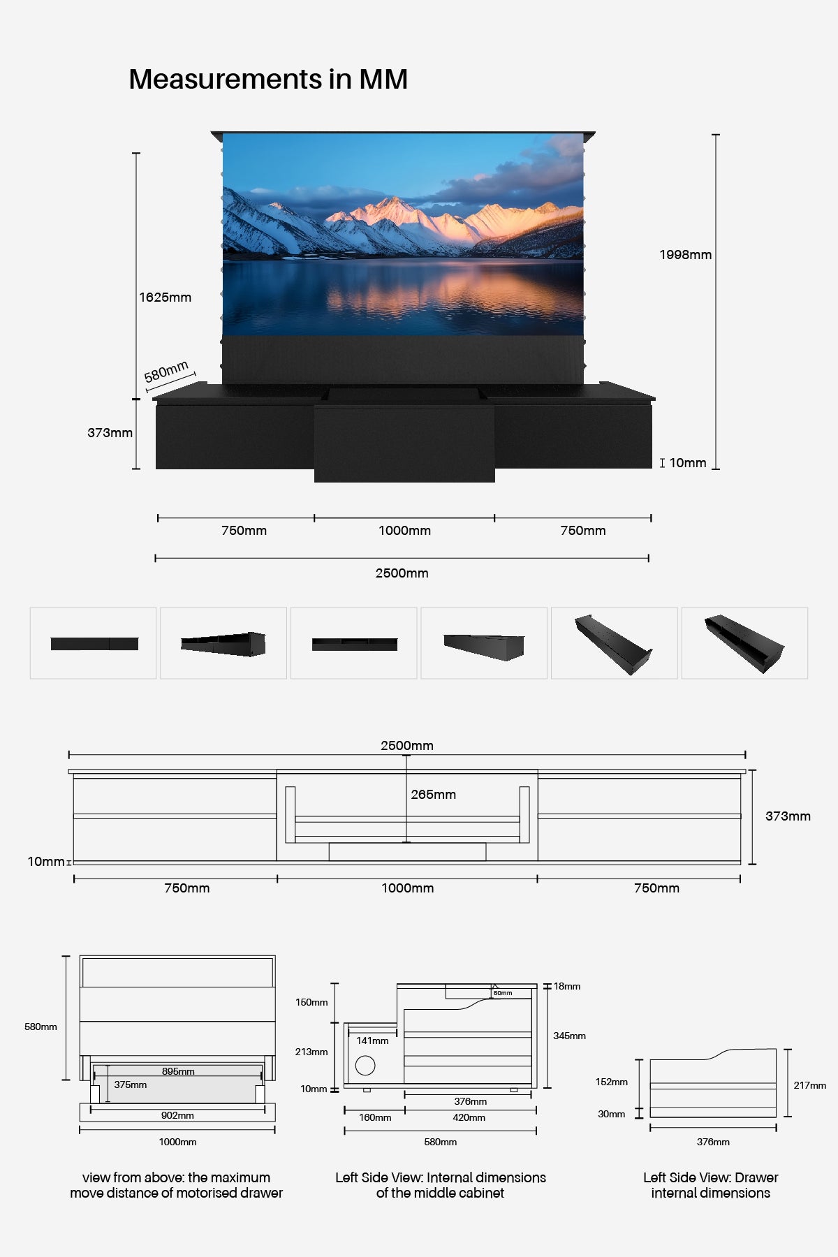Rivage 100inch armoire à pack plat laser télévisé noir (nouveau) (Nouveau)