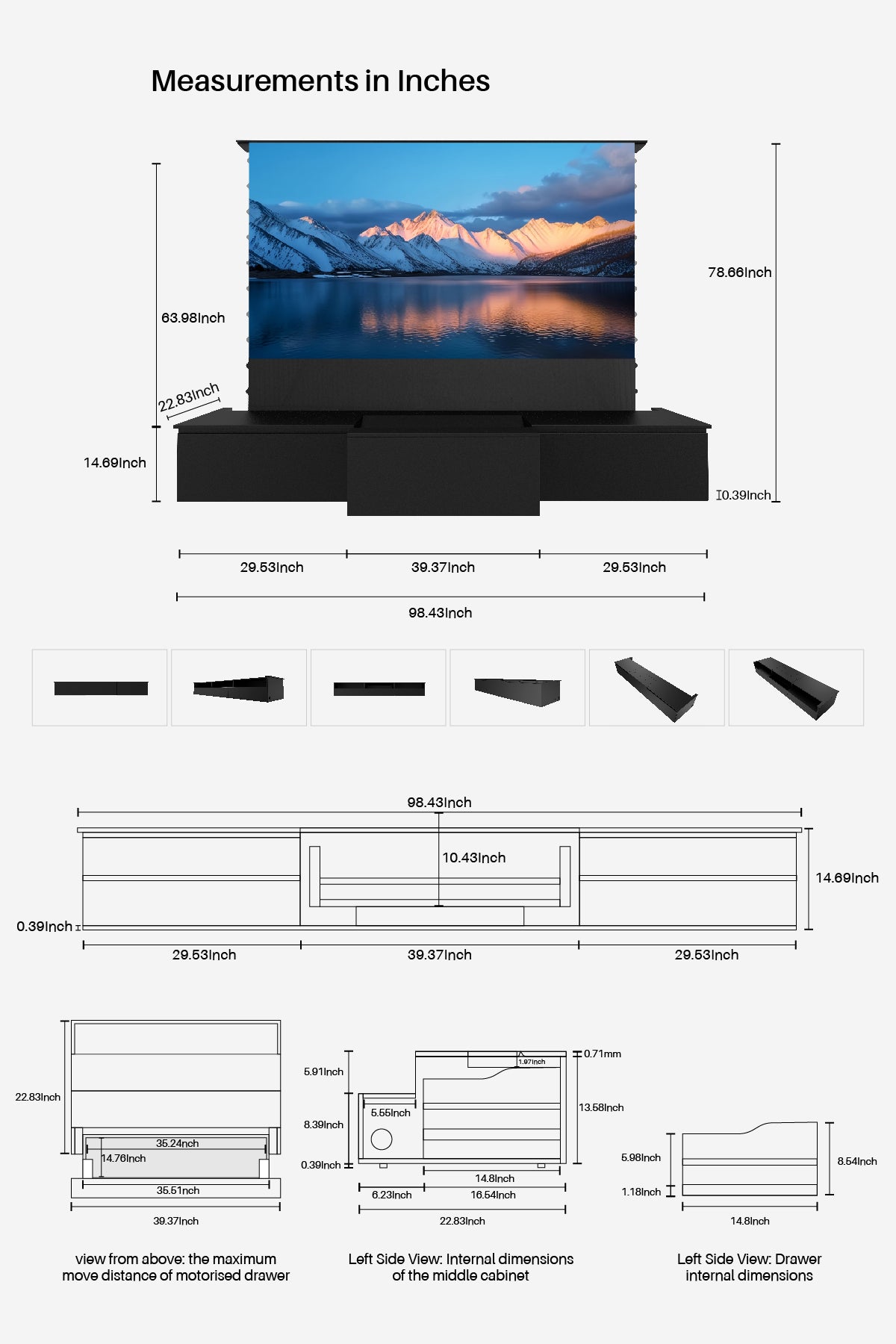 Rivage 100inch armoire à pack plat laser télévisé noir (nouveau) (Nouveau)